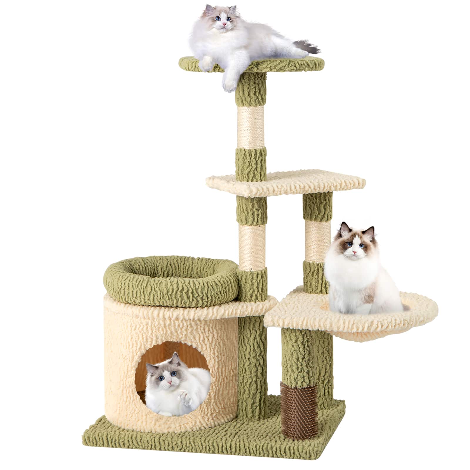 Gymax - Multi-level Cat Tree Cute Cat Tower w/ Top Perch Private Condo Side Basket - GYM17638