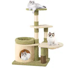 Gymax - Multi-level Cat Tree Cute Cat Tower w/ Top Perch Private Condo Side Basket - GYM17638