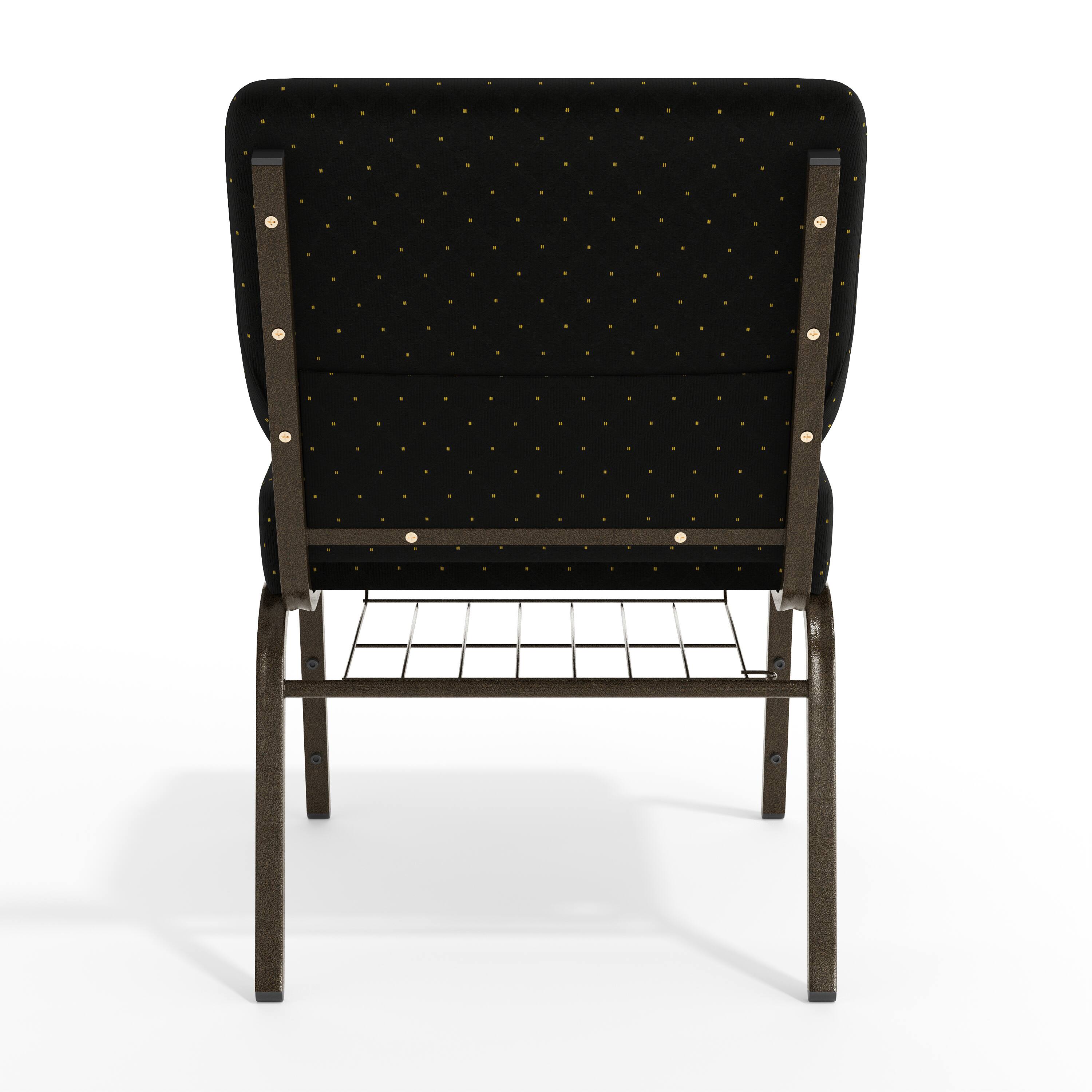 Alt View 7. Emma + Oliver - 21"W Church/Reception Guest Chair with Communion Cup Book Rack - Black Dot Patterned Fabric/Gold Vein Frame.