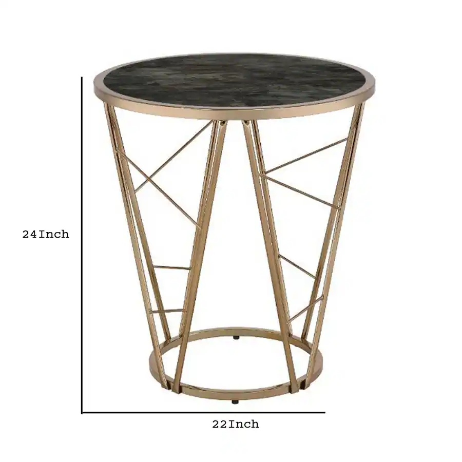 Glass Table Football Manhattan Lane End Table with Glass Top and Geometric Frame Black/Gold ...