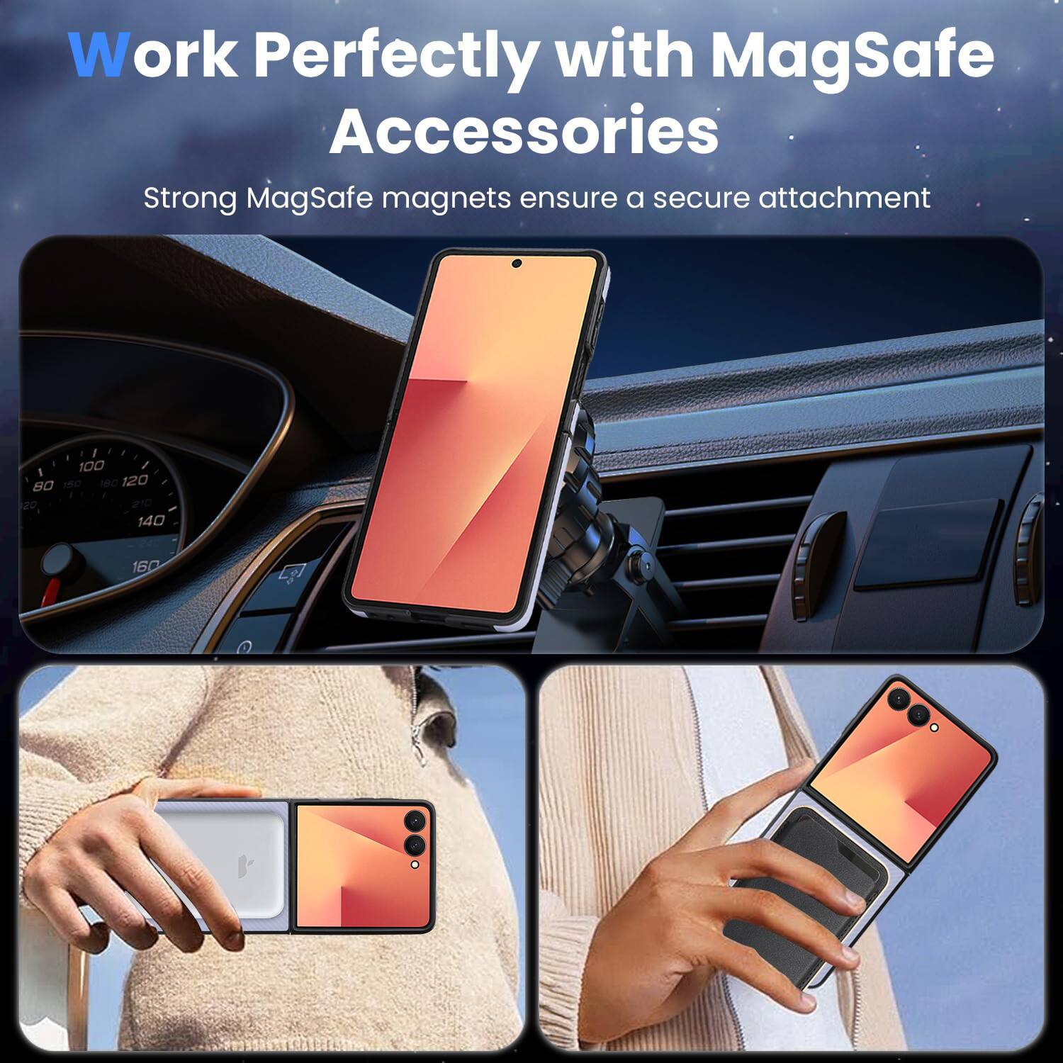 Work Perfectly with MagSafe Accessories  
Strong MagSafe magnets ensure a secure attachment