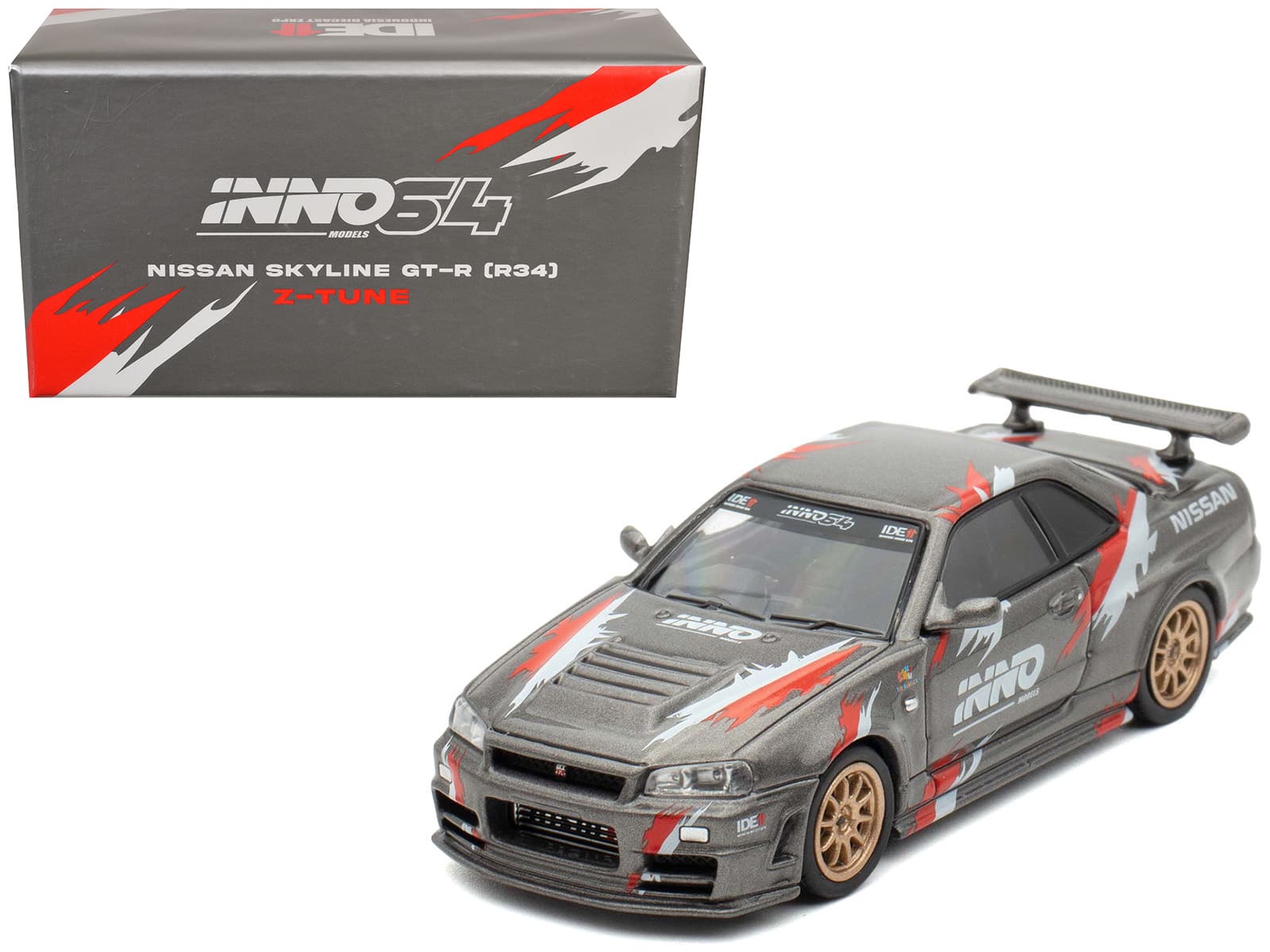 "Nissan Skyline GT-R (R34) Z-Tune RHD Gray Metallic with Graphics ""Indonesia Expo"" 1/64 Model Car by Inno Models" price history on PriceWatchPro