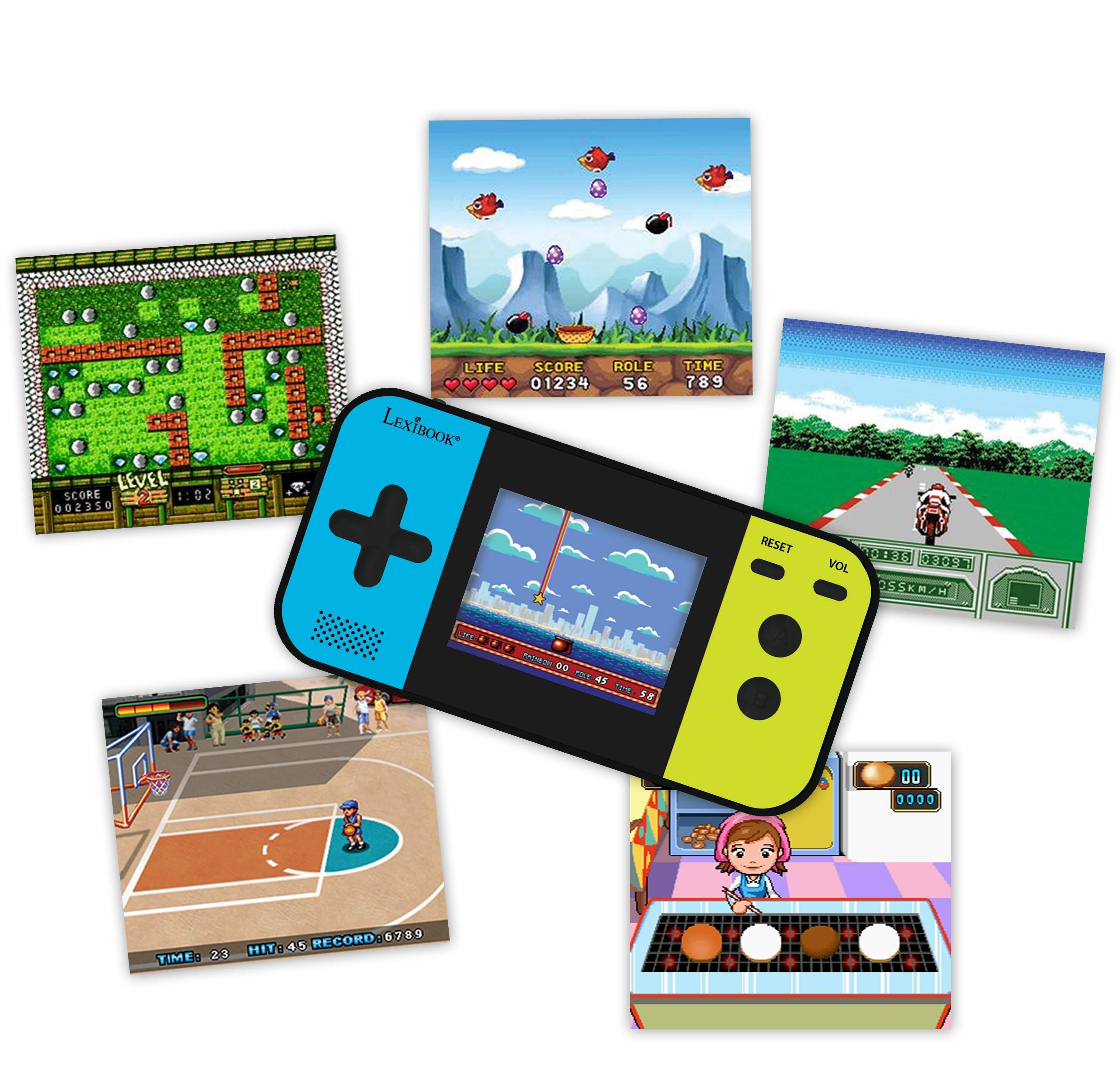 LEVEL SCORE 002350 LIFE SCORE ROLE 0 01234 56 LEXIBOOK 90F e se + U000 MAIN DO - 4 BUT SE TIME 789 RESET H VOL 2SSKMH 00 0000 TIME: 23 RECORD 6789 HIT 4.5