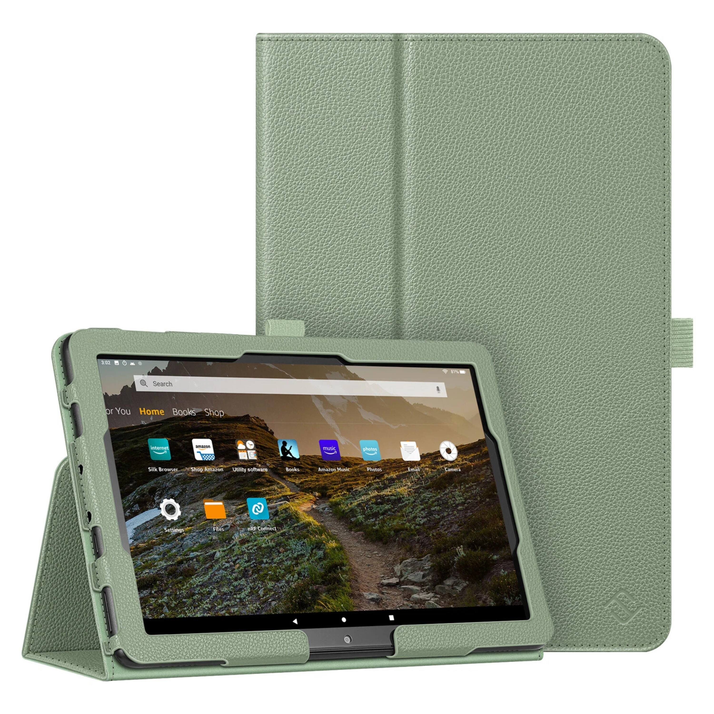 Kitcheniva - Slim Fit Folio Stand Case For Fire HD 10 And HD 10 Plus 11th Gen 2021 Sage Green - Twilight Blue