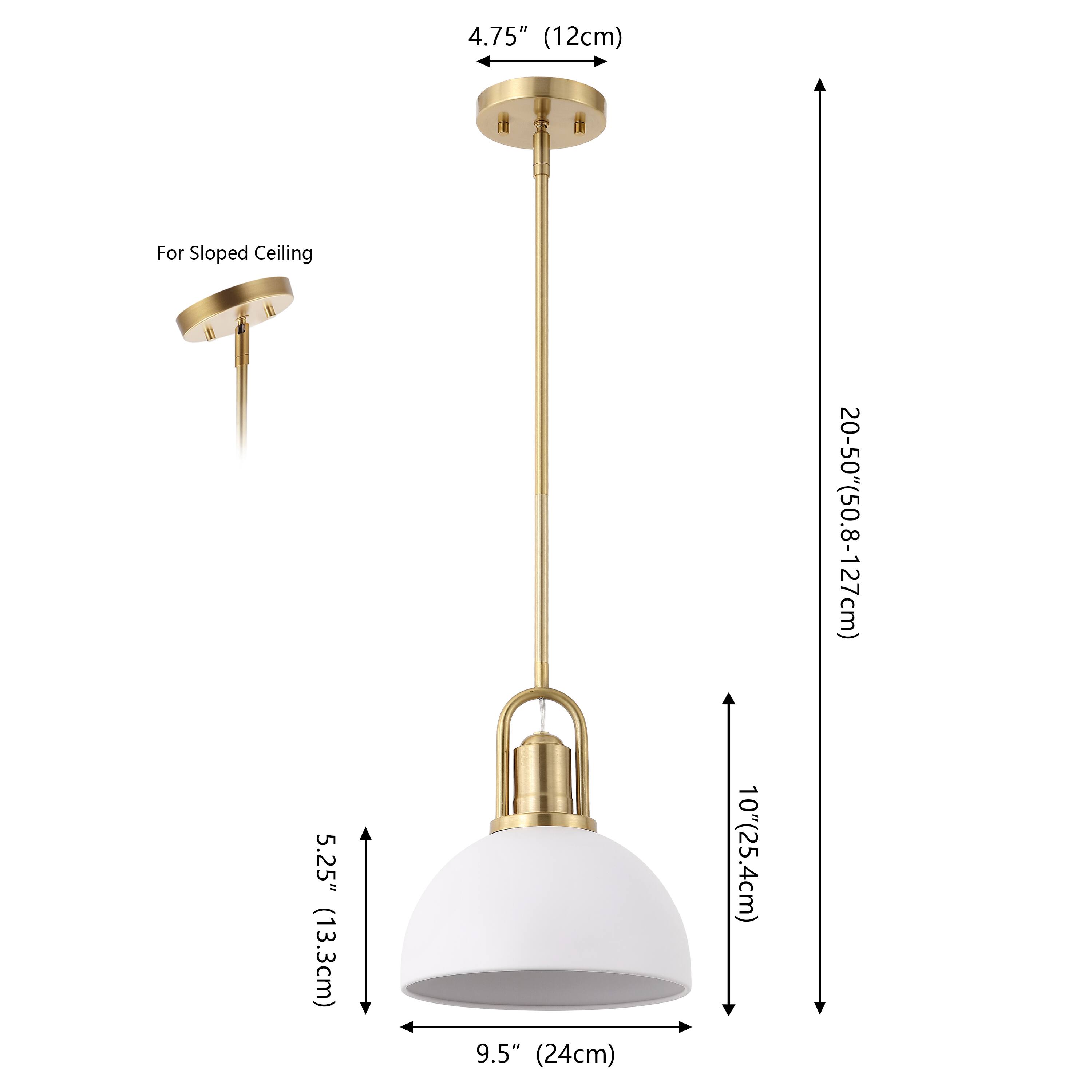 Jonathan Y Zane 9.5" 1 Light Metal Round Pendant Light, Brass Gold with ...