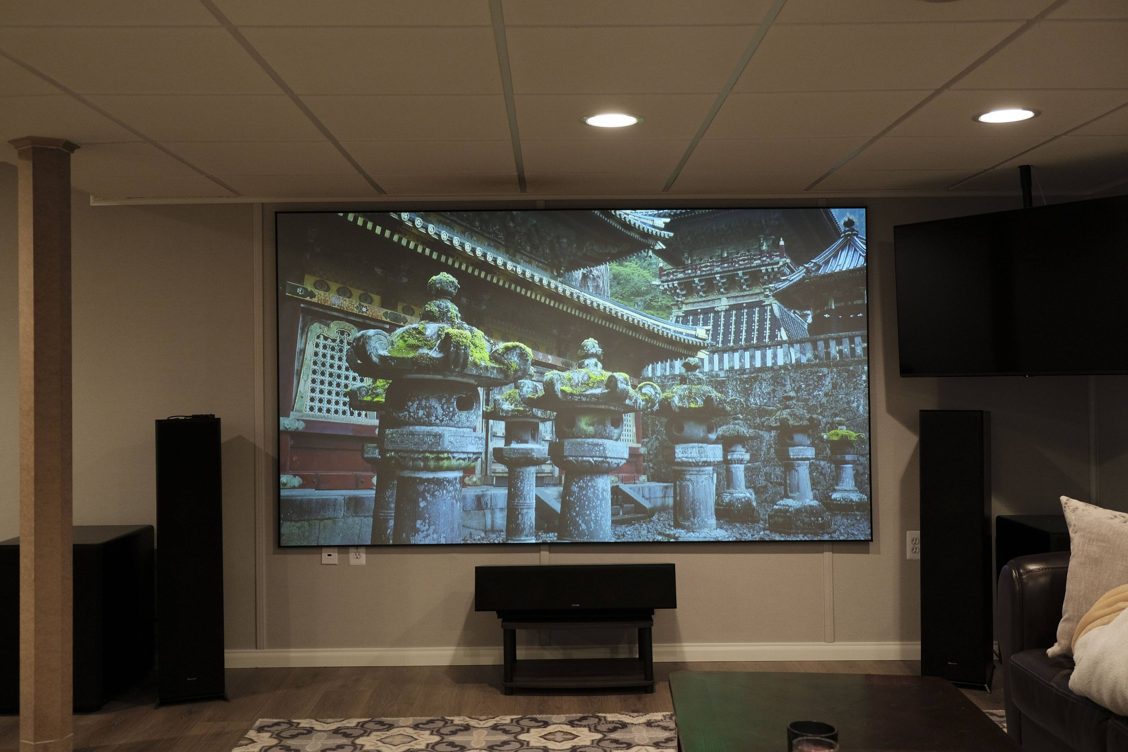 Alt View 9. Elite Screens - Aeon CineGrey 5D® Ceiling Ambient Light Rejecting EDGE FREE Fixed Frame Screen, 115" Diag.,16:9,AR115DHD5 - Silver/Gray.