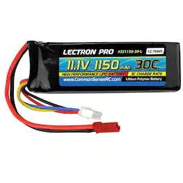 COMMON SENSE RC - Lectron Pro 11.1V 1150mAh 30C Li-Po Battery w/JST Connector