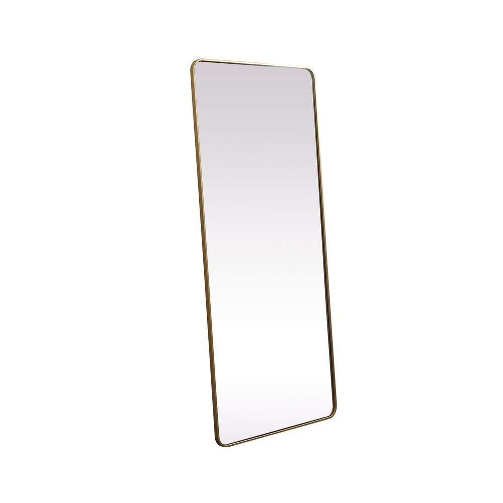 Alt View 1. Elegant Decor - Soft Corner Metal Rectangle Mirror 32x72 Inch in Brass - Brass.