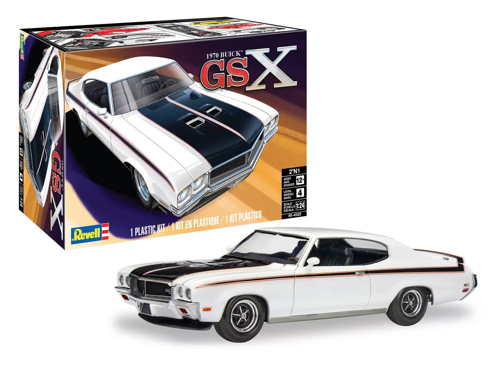Well II SRI E Vr B 10A224 GS GS Revell 1970 BUICK GS X 2'N1 AGES 12 ANS EDADES LEVEL 4 NIVEAU Nvts SCALE 1:24 CHELLE a ESCALA PLSTICO E5 4522 PLASTIQUE / / I KIT KIT / I KIT EN 1 PLASTIC