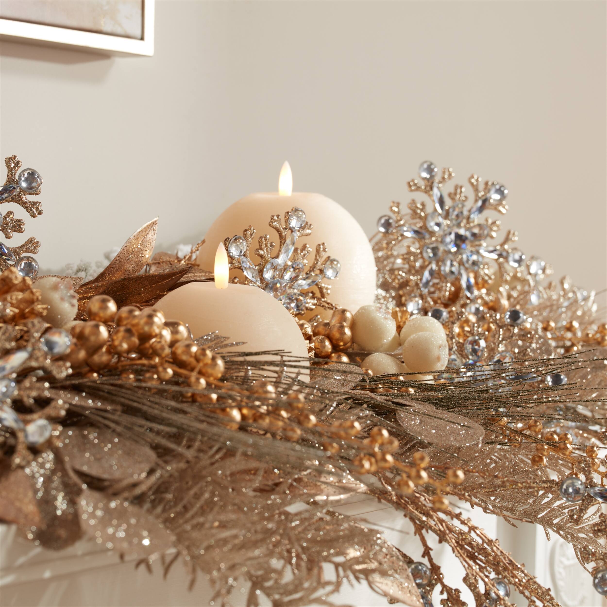 Left. BreeBe - Jeweled Snowflake Spray (Set of 2) - Silver, Gold.