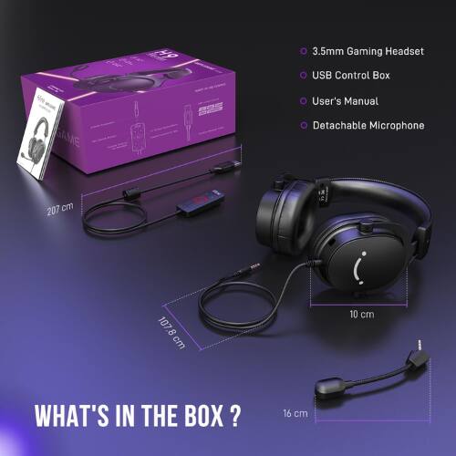 dr FE H9 2x 3.5mm Gaming Headset USB Control Box tore GAME B0R User's Manual Detachable Microphone

20.7 cm

10.7 cm

10 cm

16 cm

WHAT'S IN THE BOX?

- 3.5mm Gaming Headset
- USB Control Box
- User's Manual
- Detachable Microphone