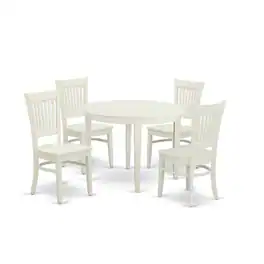 East West Furniture - Dining Table- Dining Chairs - Brown