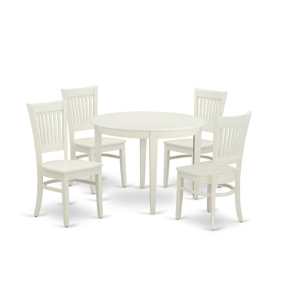 Front. East West Furniture - Dining Table- Dining Chairs - Brown.
