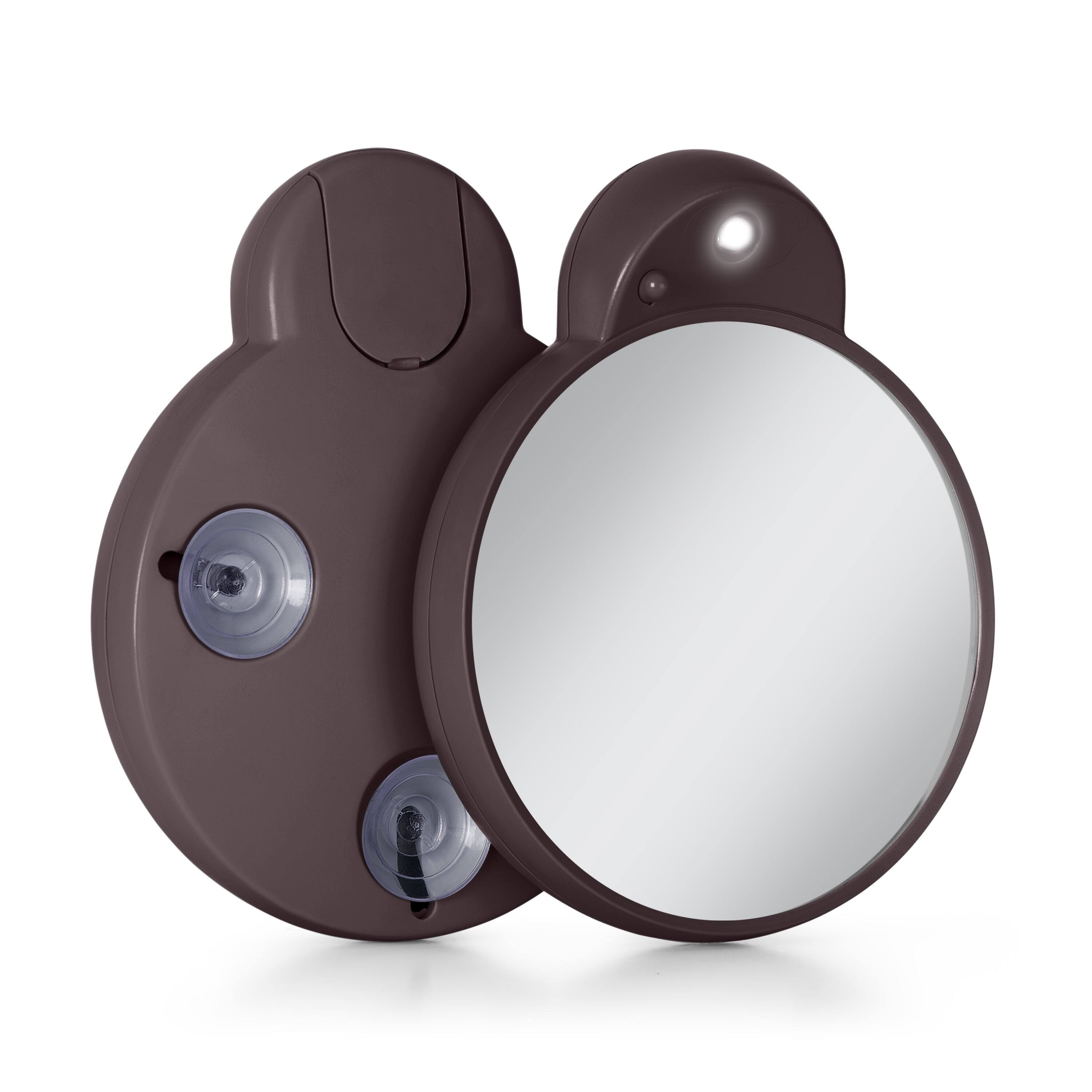 Front. Zadro - LED Lighted Compact Mirror with 10X Magnification and Suction Cups for Easy Mounting - Chocolate.