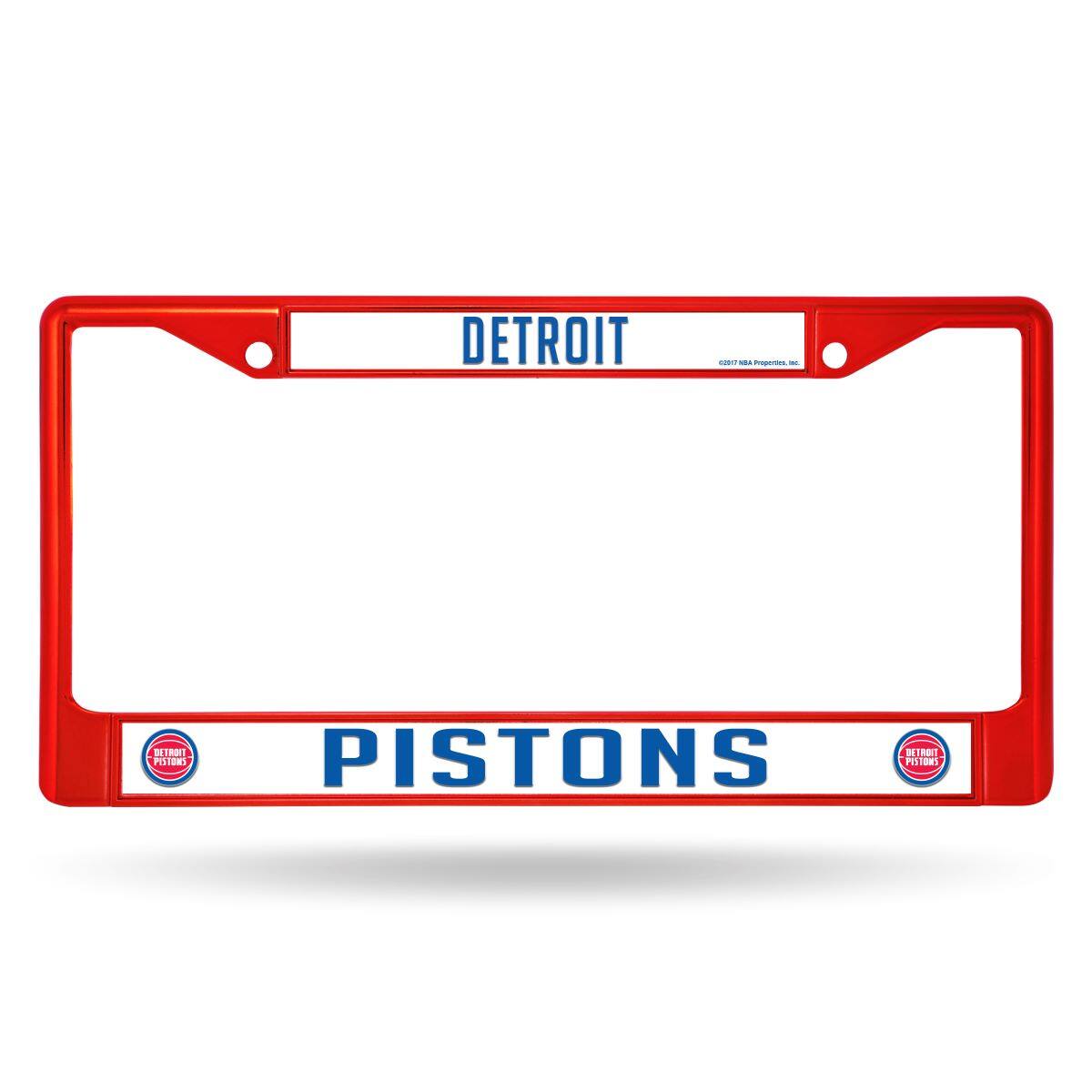 Detroit NBA Pistons Red Painted Chrome Metal License Plate Frame