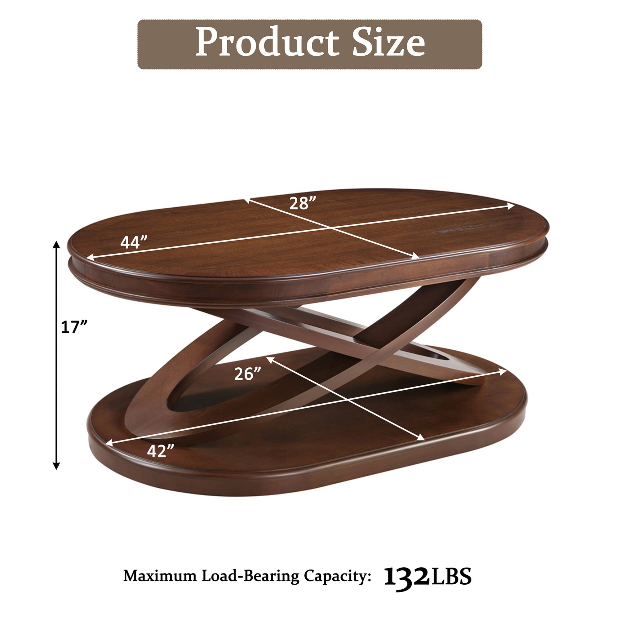 Product Size  
44" x 28" x 17" x 26" x 42"  

Maximum Load-Bearing Capacity: 132LBS