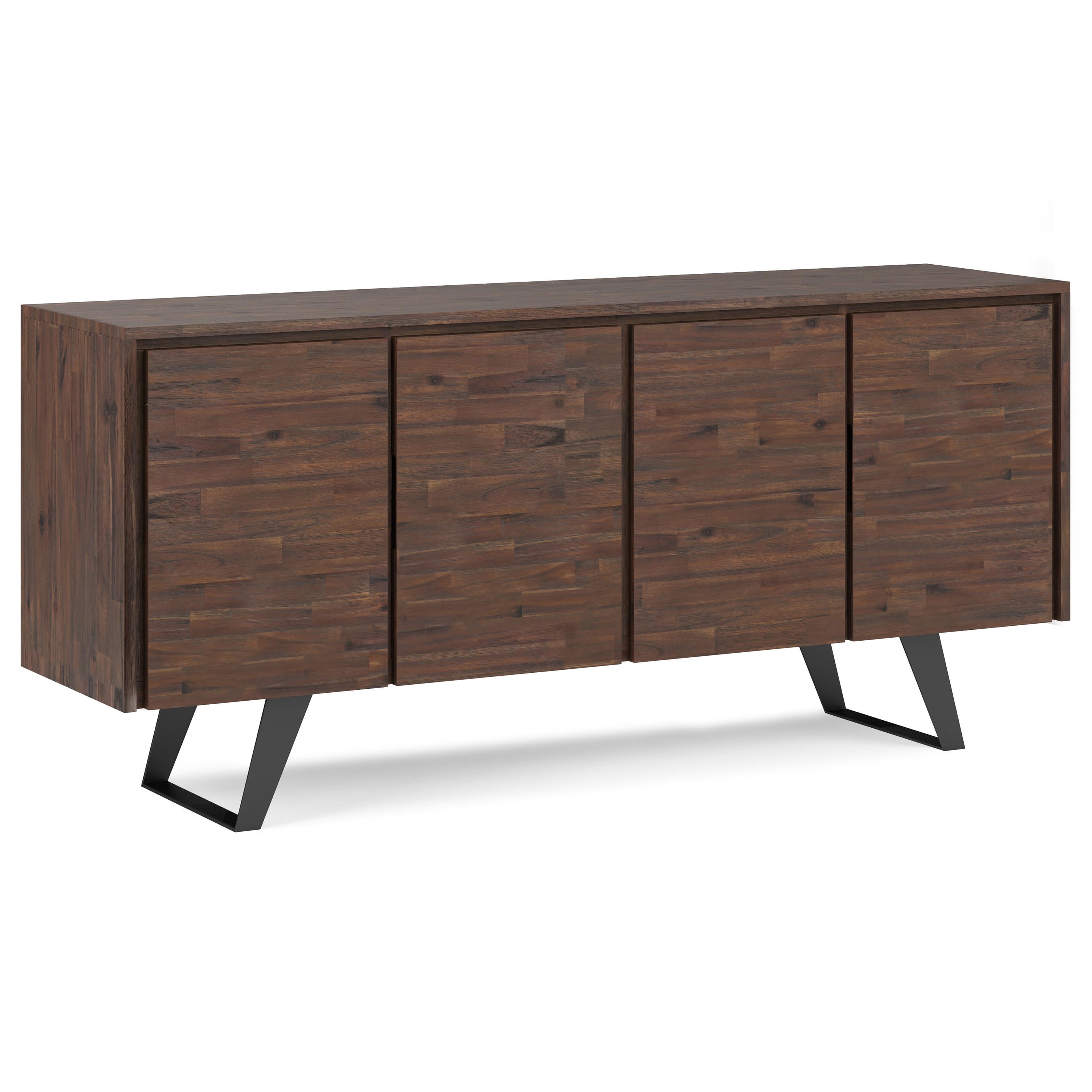 Simpli Home - Lowry Large 4 Door Sideboard Buffet - Distressed Charcoal Brown - Front_Zoom