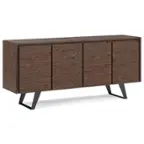 Front. Simpli Home - Lowry Large 4 Door Sideboard Buffet - Distressed Charcoal Brown.