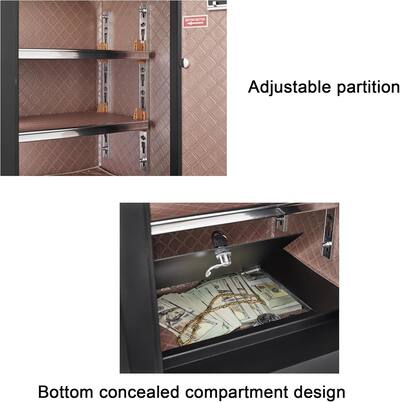 Security Home Safe Box, Dual Lock Safe With Digital Keypad, Removable Shelf, Interior Box, Large Space For Money And Documents Storage, 2.0 Cubic Feet, Black