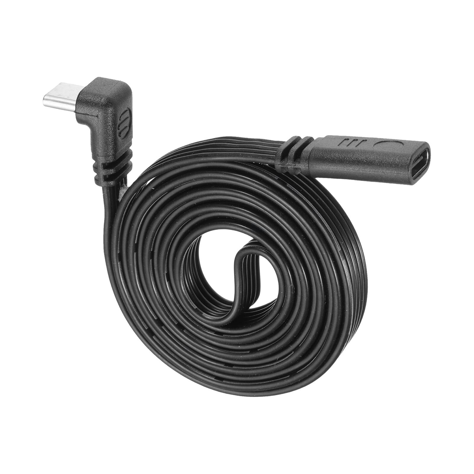 Front. Unique Bargains - Flat USB C Cable, 90 Degree Male to Female Adapter, 480Mbps, Silicone, for Phone/Tablet/Laptop - Black.