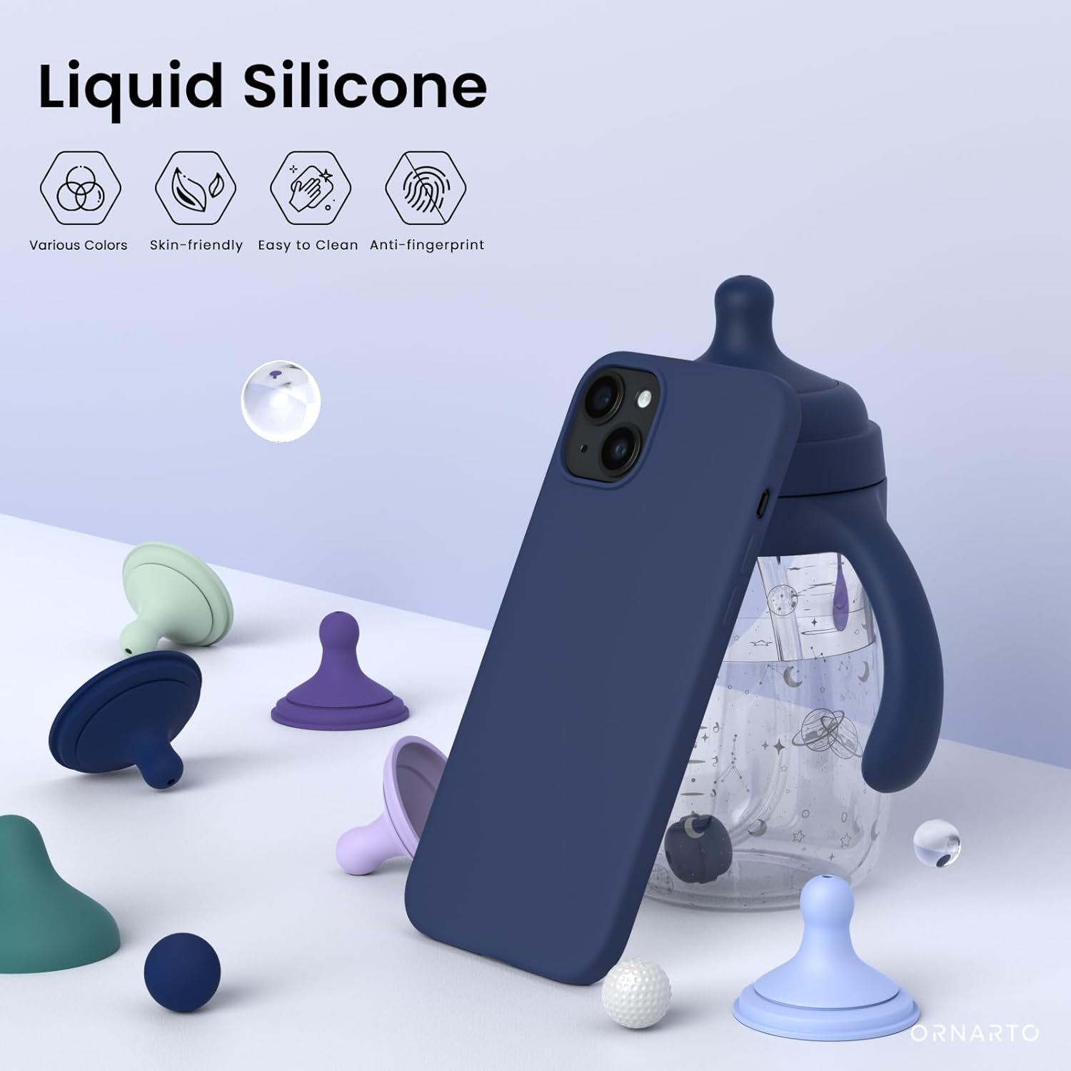 Liquid Silicone, Various Colors, Skin-friendly, Easy to Clean, Anti-fingerprint, ORNARTO