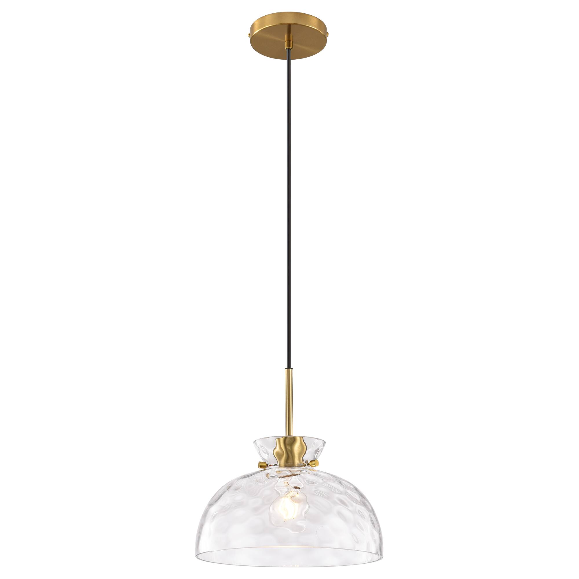 Alt View 1. Parrot Uncle - 10.6" Organic Modern Handmade Hammered Glass Bowl Pendant Light, 1-Light Adjustable Hanging Ceiling Fixture - Brass.