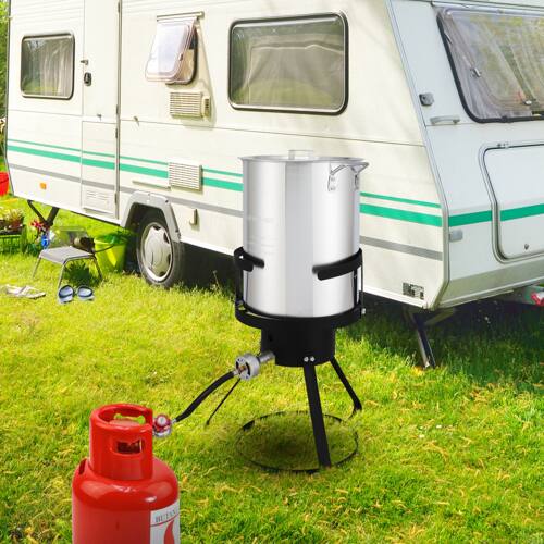 Alt View 1. Winado - Deep Turkey Fryer 30QT Gas Propane Stock Pot Cooker Rack 10QT Fish Pot for Outdoor Camping - Sliver.