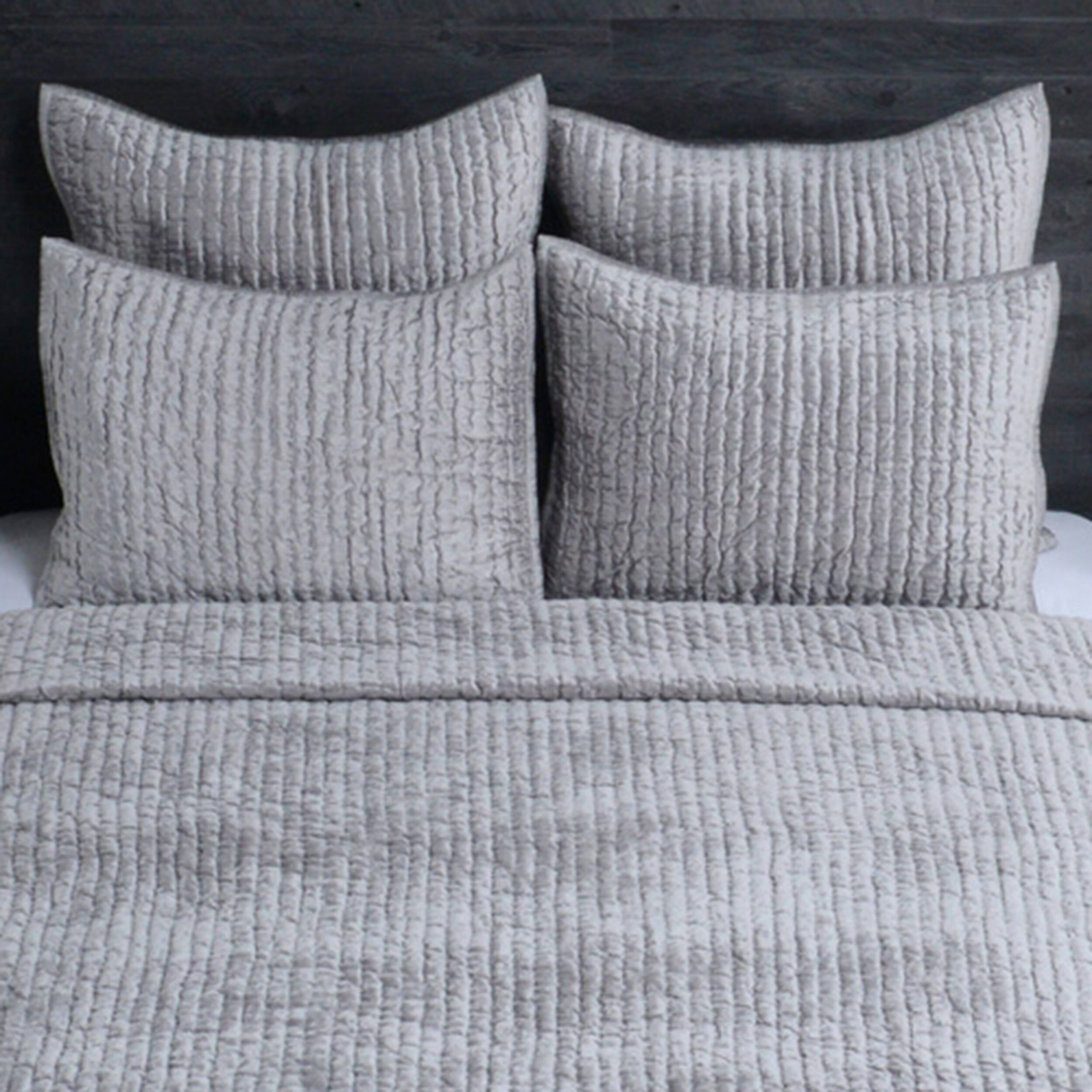 Left. Manhattan Lane - Lipa 26 Inch Square Handmade Euro Pillow Sham with Rayon Velvet - Gray.