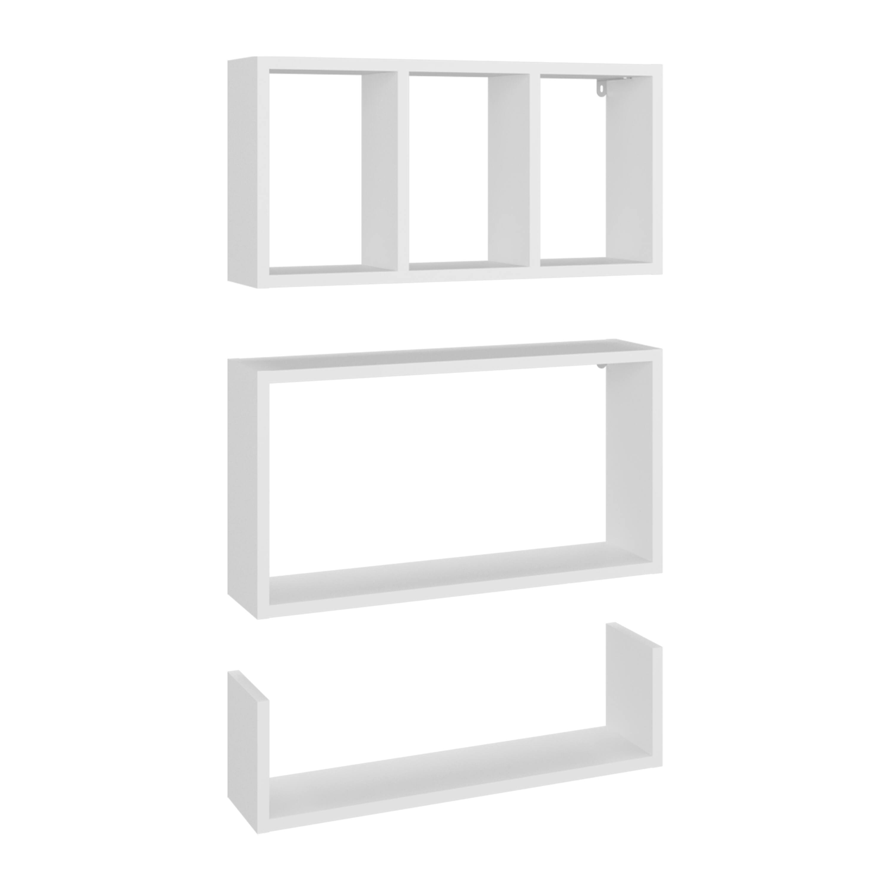 Alt View 2. TuHome - Trego Wall Shelves Set of 3, Modern Floating Shelves for Home Storage and Decoration of Living Rooms, Studios. - White.
