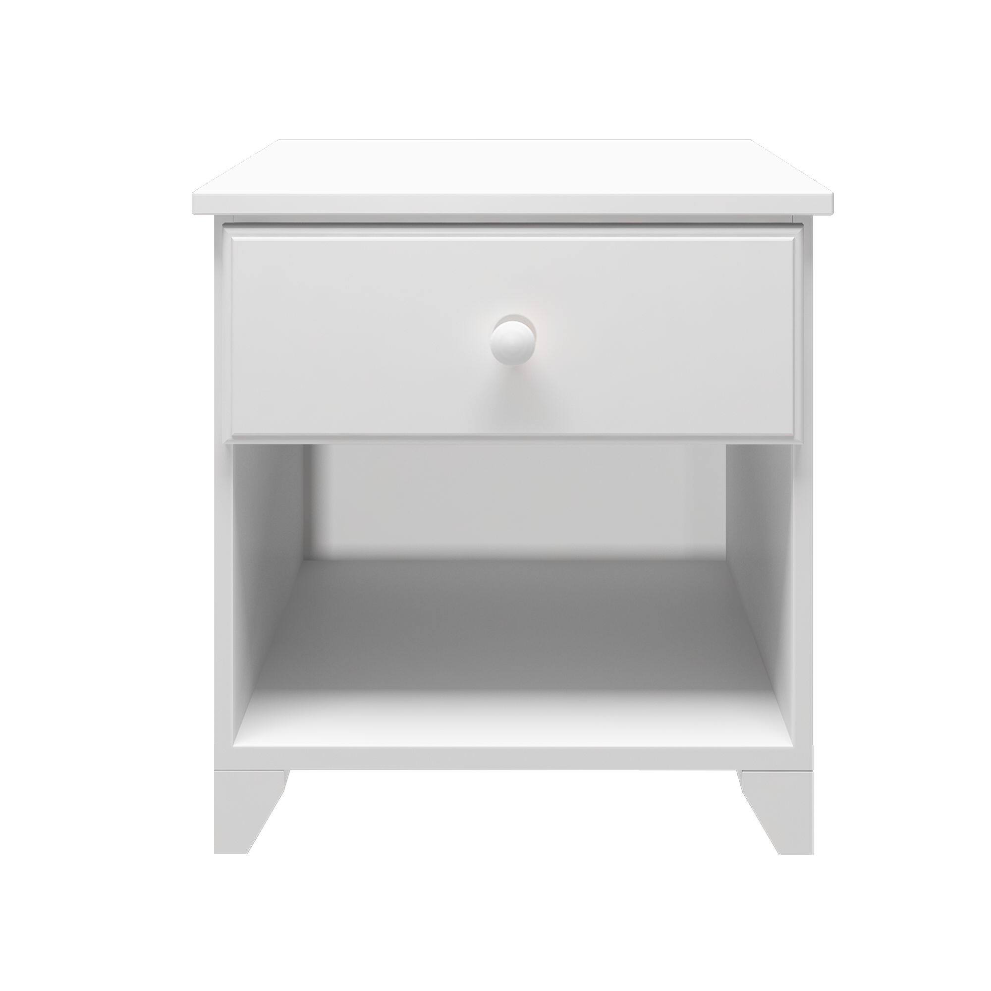 Alt View 3. Plank+Beam - Nightstand with 1 Drawer, White - White.
