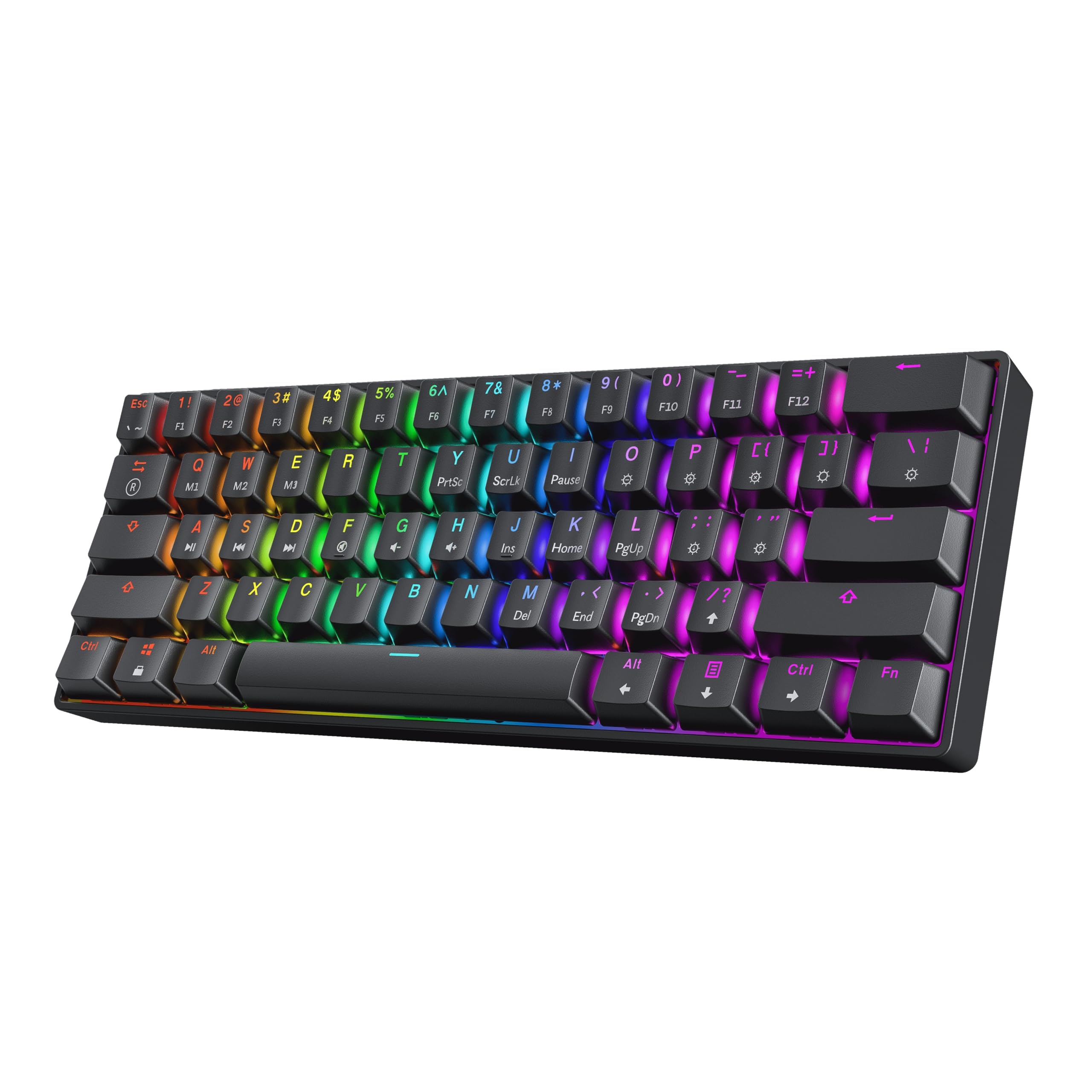 TECH SAFARI - Gk61 Se 60 Mechanical 61 Keys Multi Color Rgb Led Backlit For Pc mac Gamer Layout Speed - Black
