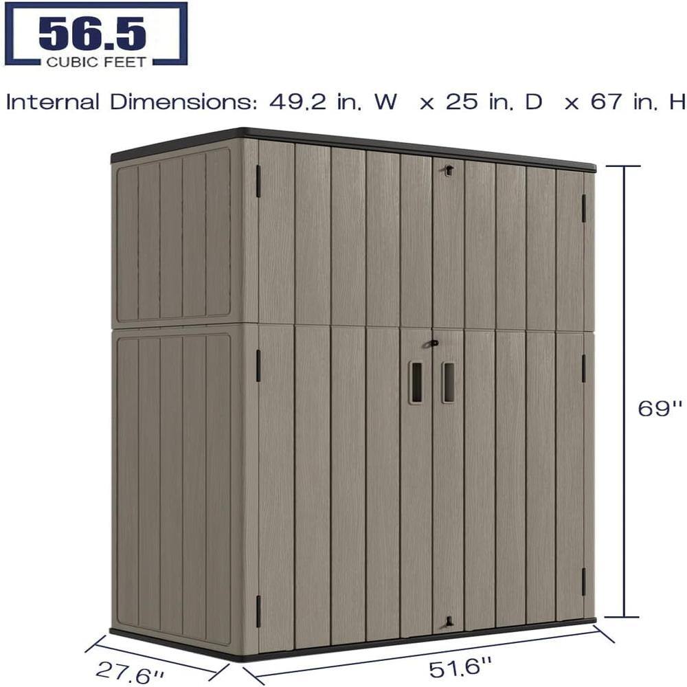 56.5 CUBIC FEET

Internal Dimensions: 49.2 in. W x 25 in. D x 67 in. H

69"  
51.6"  
27.6"
