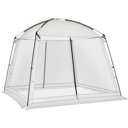 Outsunny - 10' x 10' Screen House Room, UV50+ Screen Tent with 2 Doors and Carry Bag, Easy Setup - White
