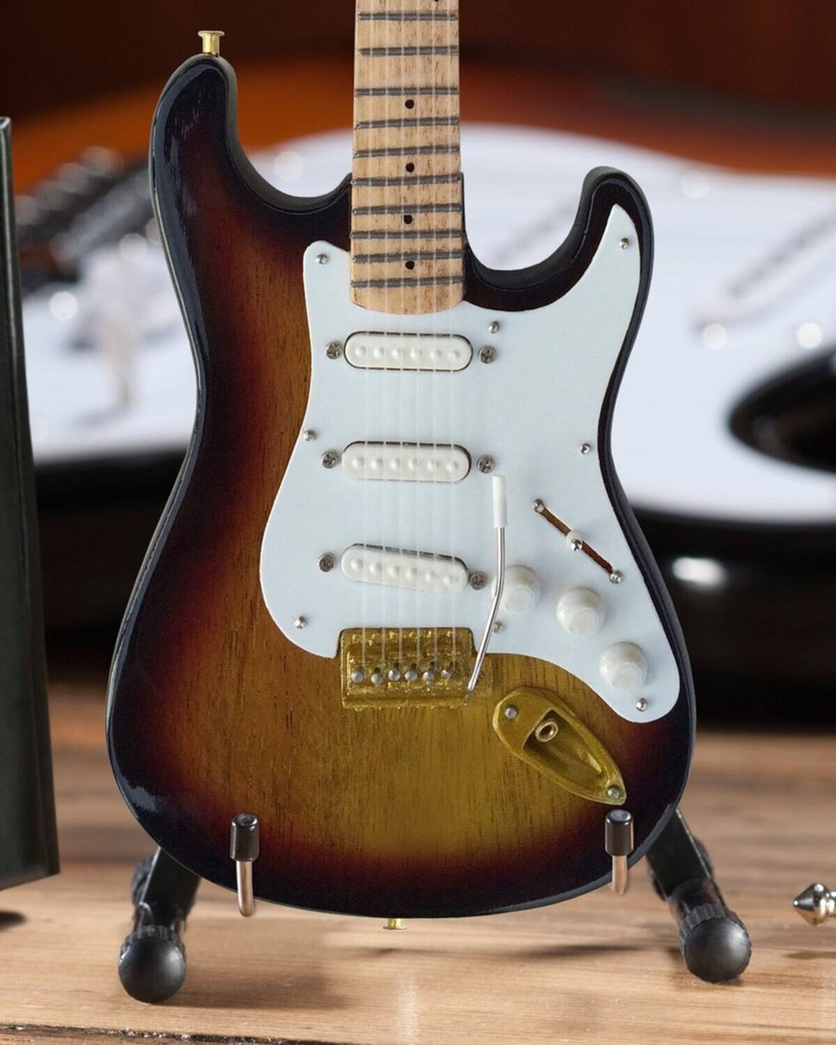 Alt View 1. Axe Heaven - Axe Heaven - Fender Stratocaster 60th Anniversary Sunburst Mini Guitar Replica Collectible   - COLLECTIBLES - Multicolor.