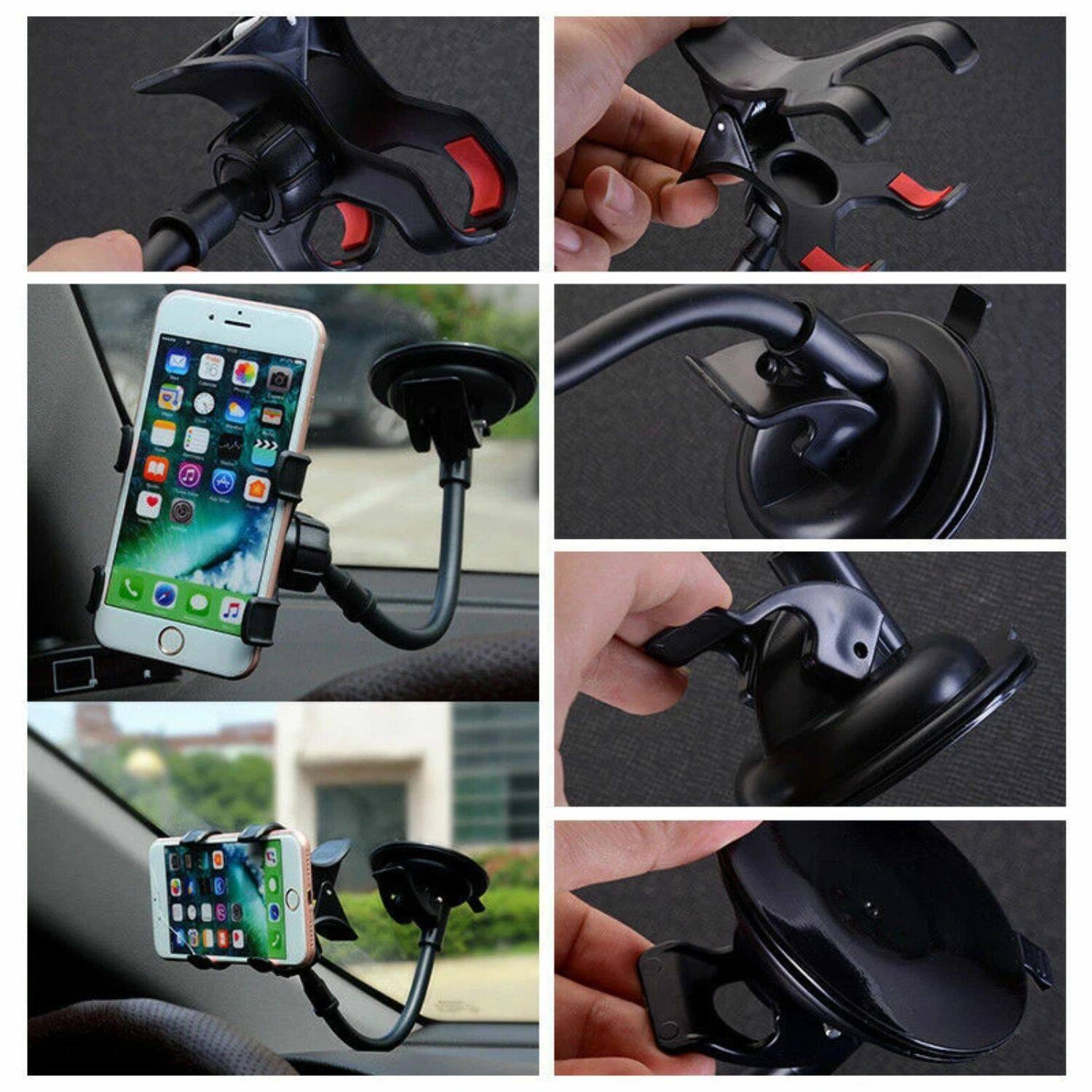 Alt View 1. Home Collection - Car Windshield Suction Cup Mount Holder – Adjustable Mobile Cell Phone Cradle Stand for GPS and Smartphones - Black.
