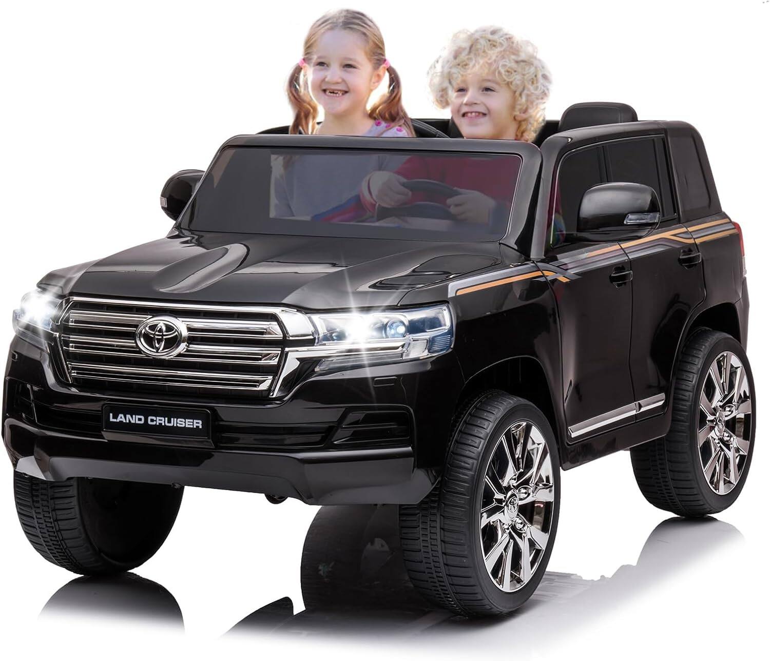 Electrodes Masters - Licensed Toyota Land Cruiser Ride On Car for Kids, 12V 2-Seater Electric Vehicle with Remote Control, LED Lights, Music - Black price history on PriceWatchPro