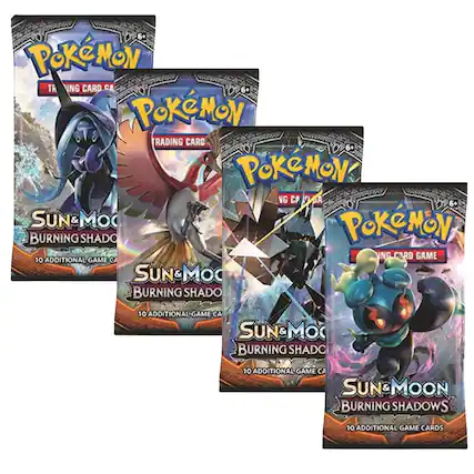 6+ Pokémon Trading Card Game
6+ Pokémon VG CP USA
6+ Pokémon Sun & Moon Burning Shadows
10 Additional Game Cards
10 Additional Game Cards
10 Additional Game Cards