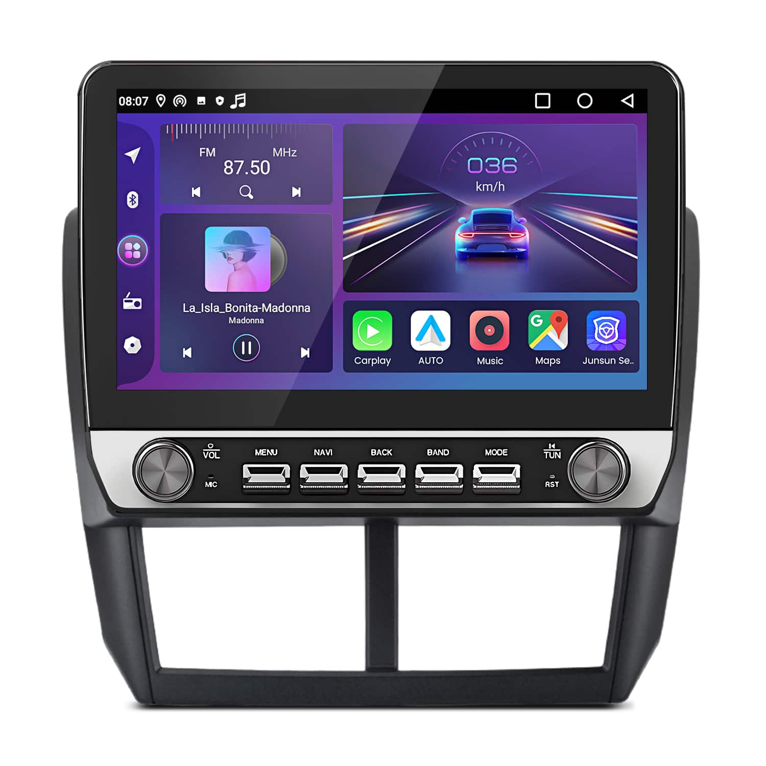 Junsun - For Subaru Forester Impreza 2007-2013 Car Stereo Radio 6+128GB 10.1"Android 15 carplay GPS Navi WIFI RDS DSP FM SWC BT - Black