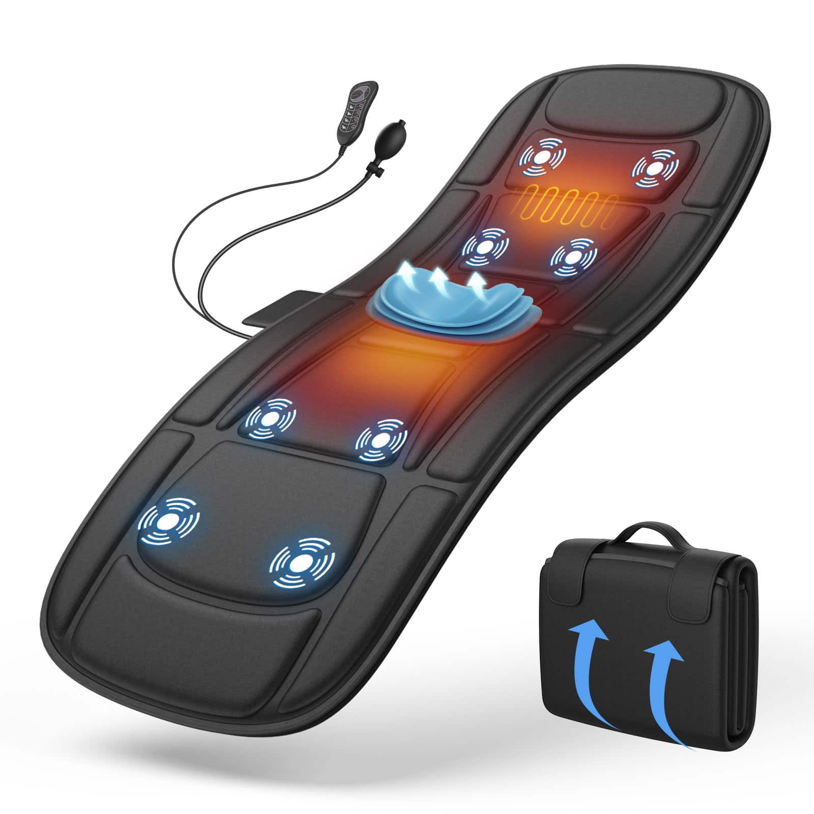 Live At Space - Heated Full-Body Massage Mat with Vibration & Lumbar Support for Recliner, Office, Home - 642146680007