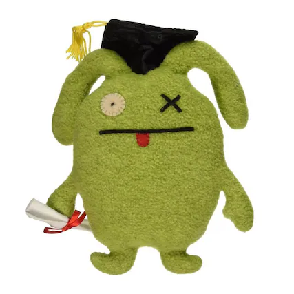 Front. Enesco - Ugly Dolls Graduation 7" Plush: Ox - Green.