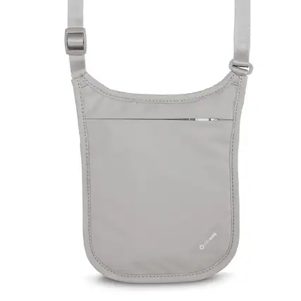 Front. Pacsafe - Pacsafe Coversafe V75 RFID Blocking Neck Pouch Neutral Grey - Neutral Grey.