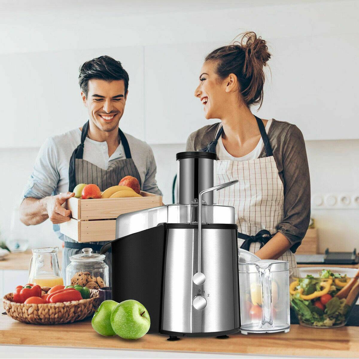 Alt View 9. Ecooso - 2-Speed Electric Juice Extractor for Fruits and Vegetables, Fast Juicing, Easy Clean - Black + Sliver.