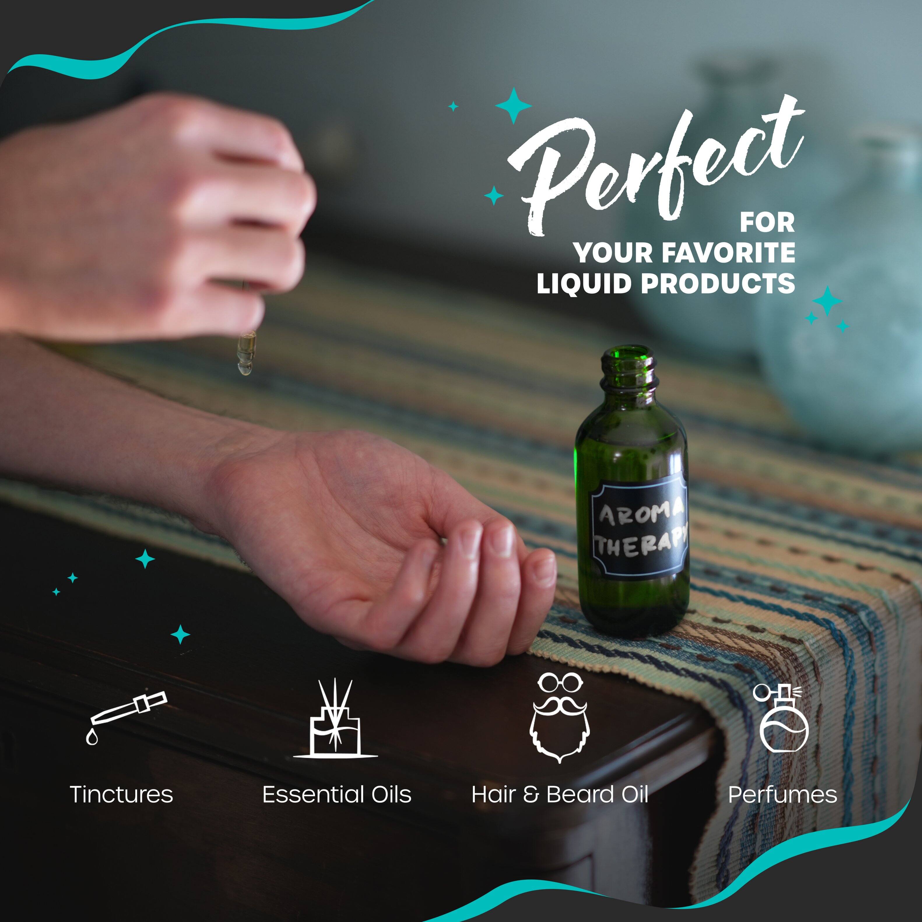 Perfect for your favorite liquid products: Aroma Therapy Tinctures, Essential Oils, Hair & Beard Oil, Perfumes