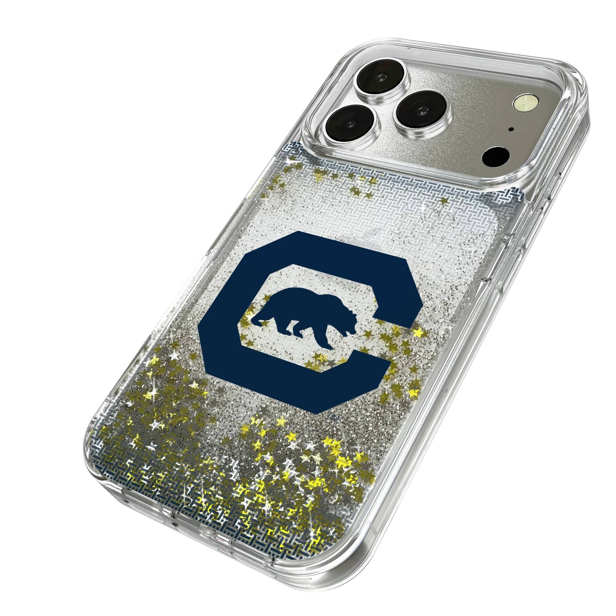 Alt View 1. Keyscaper - Cal Bears Linen Logo iPhone Glitter Case - 14 Pro Max - Multicolor.