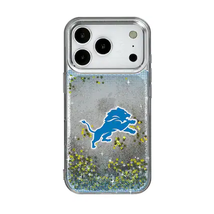 Front. Keyscaper - Detroit Lions Linen Logo iPhone Glitter Case - 16 - Multicolor.