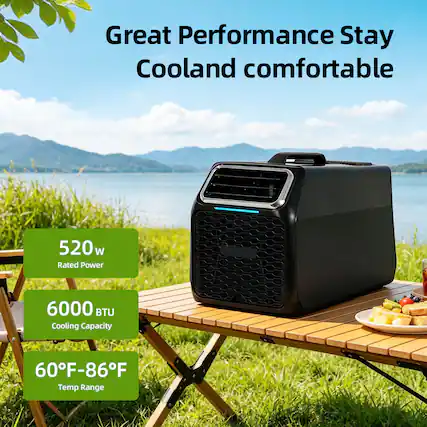 Great Performance Stay Cool and comfortable
520 W Rated Power
6000 BTU Cooling Capacity
60°F-86°F Temp Range