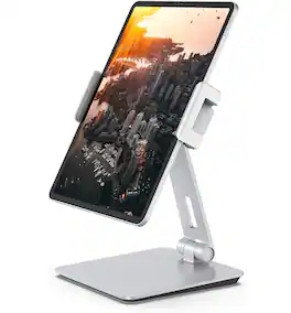 FINEAK - 360° Swivel Aluminum Charging Tablet Stand - Silver