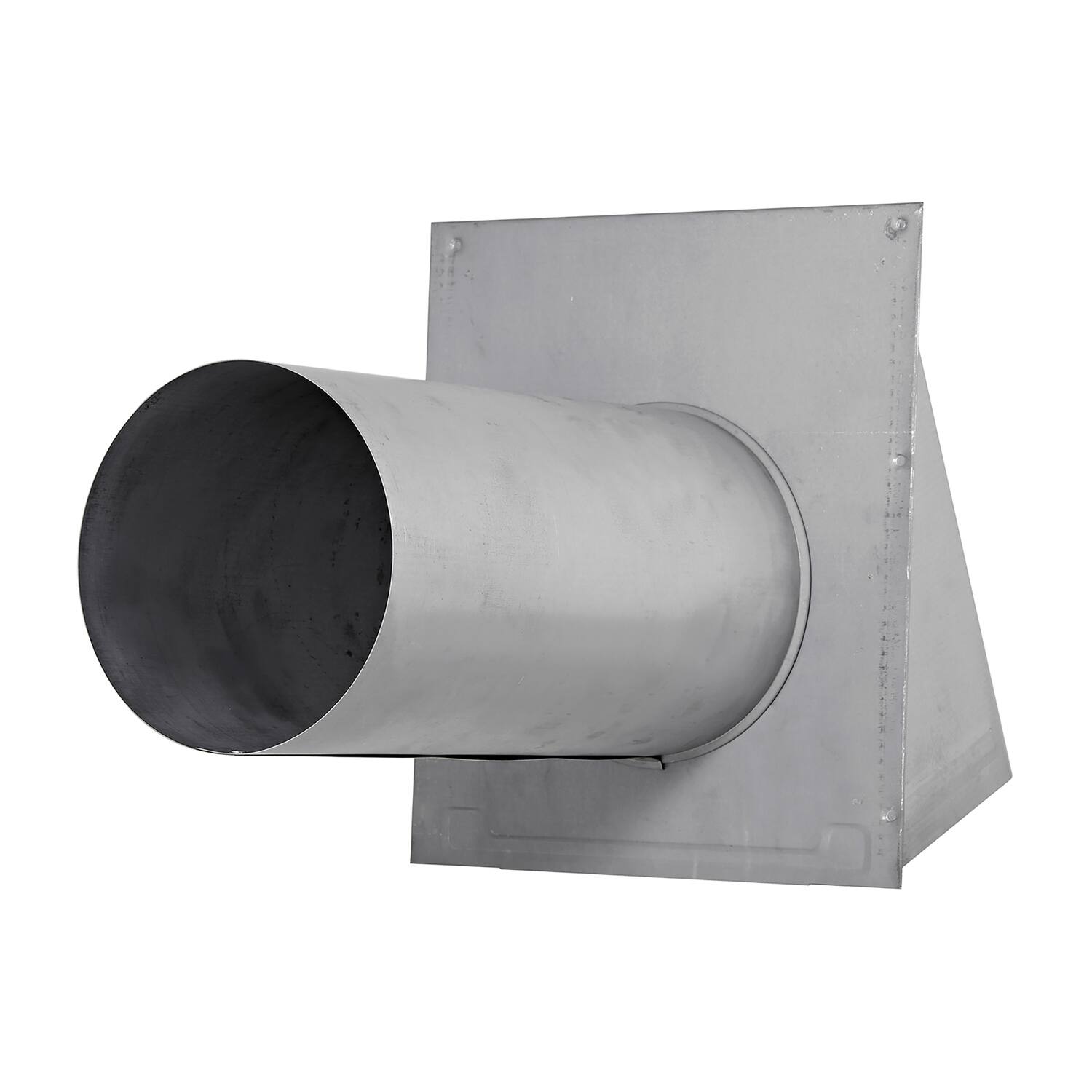Left. Lambro - 6" 26-Gauge Paint-Grade Steel Fresh Air Intake Vent with Wire Mesh Screen, 11" Pipe, EC-3460GNDMS-11-PG.