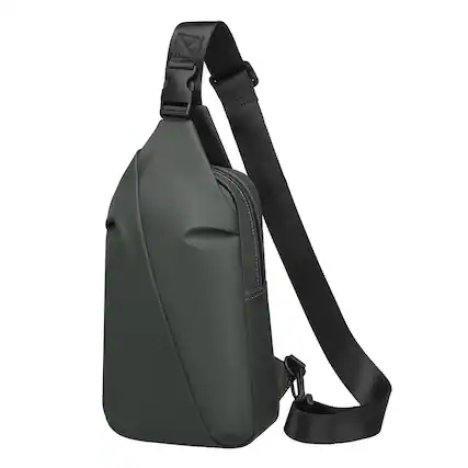 Front. Unique Bargains - Small Sling Bag Waterproof Nylon 7.9 Inch Crossbody Chest Bags Daypack Backpack with Anti-theft Pocket for Men Women - Dark Grey.