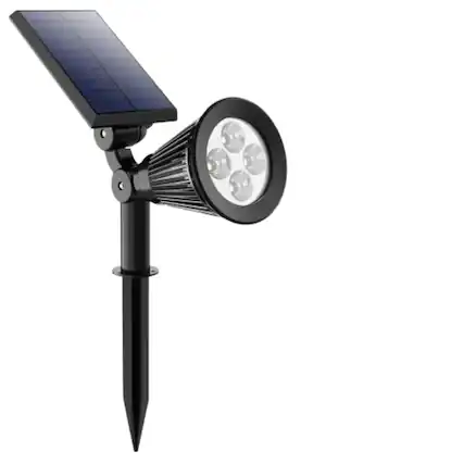 Front. Stock Preferred - LED Solar Spot Light Outdoor Garden Lamp 1 Pack - Black.